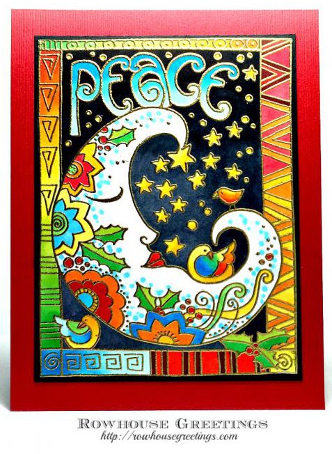 Rowhouse Greetings | Peace Moon (Laurel Burch) by Stampendous